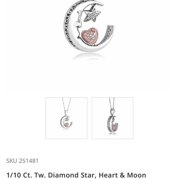 Diamond star heart & moon necklace - Picture 2 of 4